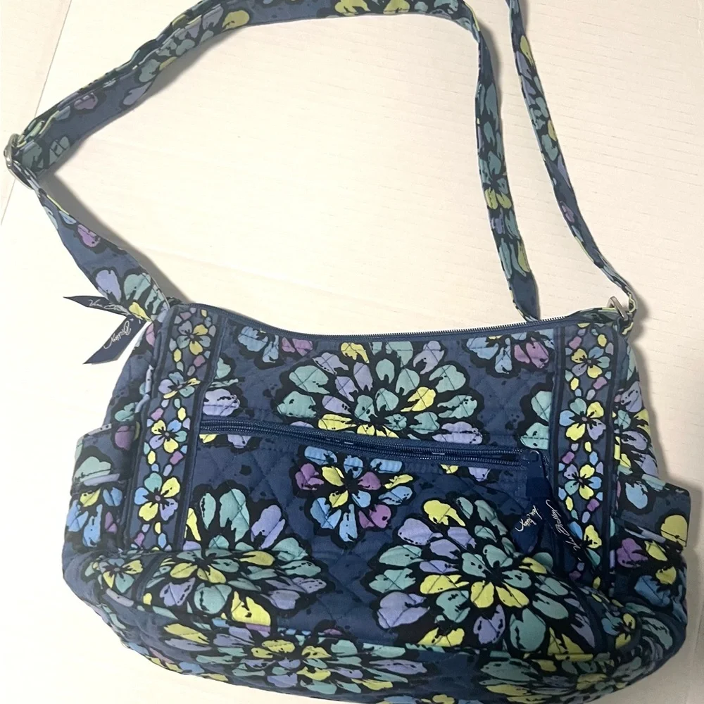Vera Bradley Navy Floral Quilted Crossbody with Multicolor Flowers - Picture 1 of 4